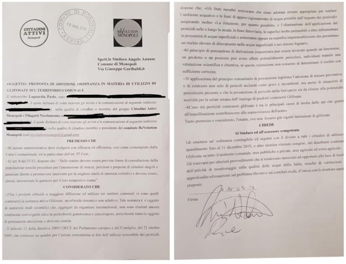 glifosate cittadini attivi e revolution ordinanza