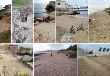 Operai della Antinia srl al lavoro per la pulizia delle spiagge