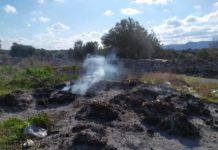 Contrada Santo Spirito, bruciano rifiuti in un terreno