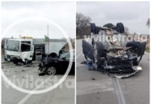 Domenica di incidenti, scontro tra mezzo della nettezza urbana e auto. Un’altra si ribalta