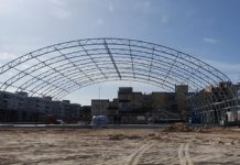 Tendostruttura, un polo sportivo da 800 posti. Sopralluogo di Palmisano al cantiere