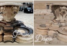 Piazza Palmieri, torna a risplendere la fontana (presa per un braciere)