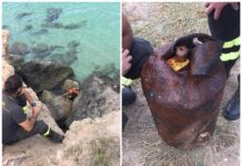 Una bombola del gas tra gli scogli, intervento di Capitaneria e Vigili del Fuoco