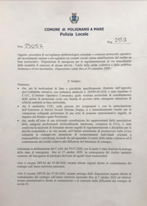 ordinanza polignano