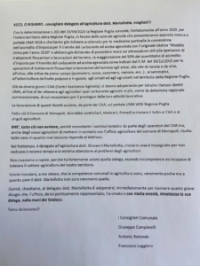 Attacco a Martellotta: "Incapace di tutelare il settore agricolo. Lasci la delega che ha tanto voluto" 1 lettera