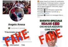 Un profilo fake del sindaco che promette vincite facili. Annese:” È una truffa, già segnalata”