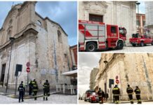Monopoli: cadono calcinacci dal cornicione, operazione di Polizia Locale e Vigili del Fuoco