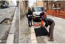 Monopoli, buca pericolosa in via Vasco: segnalata e riparata in mattinata