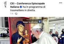 Uno scatto del Papa e della Madonna della Madia di Monopoli per promuovere la pace