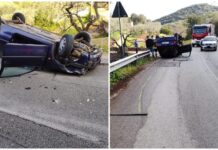 Monopoli, incidente sulla Gravina: auto cappottata