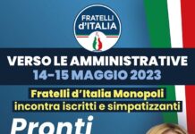 Monopoli verso il voto, Fratelli d’Italia venerdì incontra i cittadini