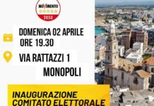 Monopoli, stasera l’inaugurazione del comitato del Movimento Cinque Stelle