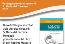 “Si può vivere senza eros?”, al Carmine la presentazione del volume di don Roberto Massaro