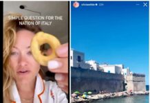 Non solo friselle, Olivia Wilde esalta i taralli. E posta un’immagine di Monopoli