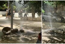 Monopoli, distrutta la fontana di piazza Falcone e Borsellino: perdita d’acqua abbondante