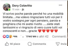 Monopoli, il primo messaggio di Dory: “Grazie per ogni pensiero, parola o preghiera”