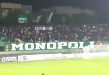 Monopoli-Audace Cerignola: 2-2. Al Veneziani lo striscione “Forza Dory”