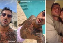 Fabrizio Corona, sole a bordo piscina in Puglia con Sara Barbieri