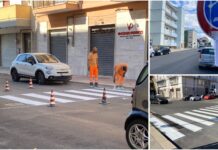 Monopoli, in via Lepanto il rifacimento delle strisce pedonali