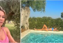 Diletta Leotta torna in Puglia, prima corsetta tra gli ulivi, poi relax a bordo piscina in masseria