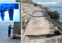 Monopoli, basole distrutte sul lungomare Santa Maria. A pezzi “la passeggiata di Lolita”