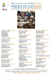 Manifesto Meraviglie 2025 dal 21 febbraio a luglio Conservatorio Monopoli