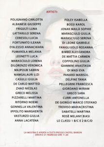 elenco artisti in esposizione