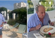 Gerry Scotti festeggia il compleanno in masseria: la candelina è sul panzerotto