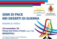 Monopoli, 23 poeti uniti per “Semi di pace nei deserti di guerra”