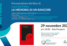 Rendella d’autore, domani Luca De Felice con “La memoria di un rancore”