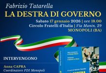 “La destra di governo. Da Pinuccio Tatarella a Giorgia Meloni”, a Monopoli la presentazione del libro