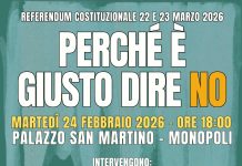 “Perchè è giusto dire No”, il 24 febbraio a Monopoli un incontro sul referendum costituzionale